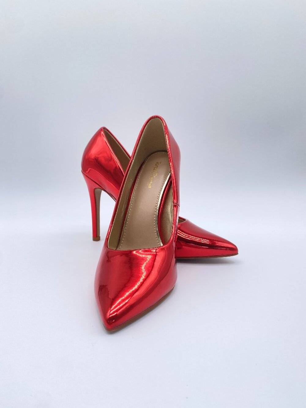 Torta Caliente Celia Metallic Red Pointed Toe Stiletto Pumps Heels Size 8M